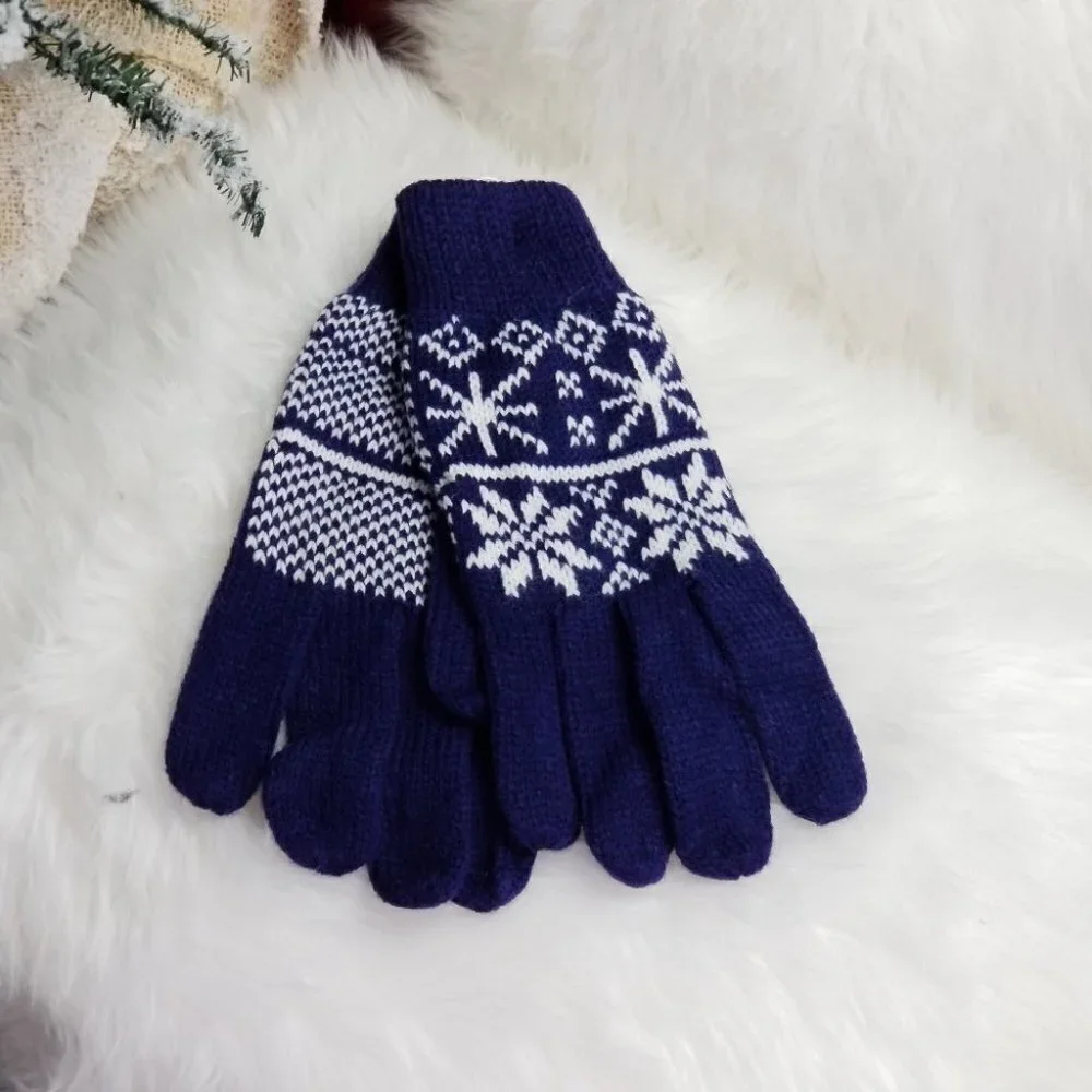 Blue Knitted gloves